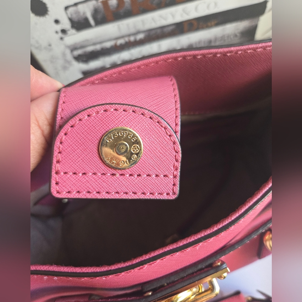 Michael Kors Leather Deep Red Mauve Hamilton Satchel Bag With The Strap EUC - Picture 11 of 15